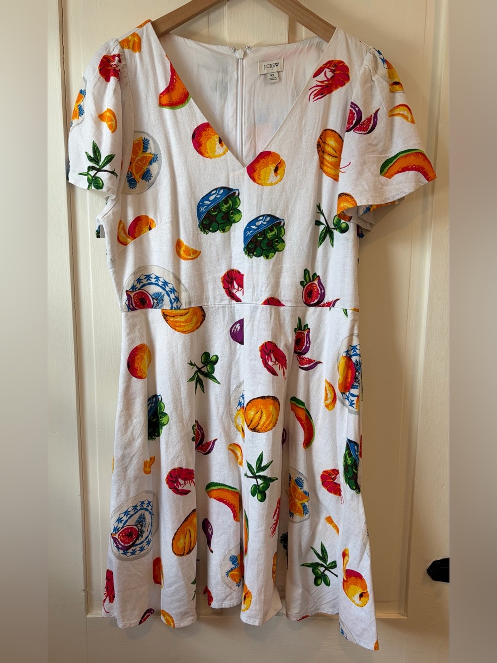 J Crew Linen Fruit Print Dress